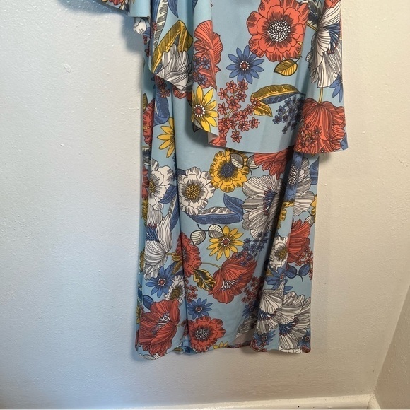 Asos Maternity One Shoulder Cape Dress Blue Floral - Picture 7 of 12